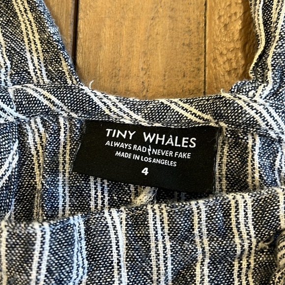 Tiny whales navy pinstripe shortalls - Picture 4 of 6